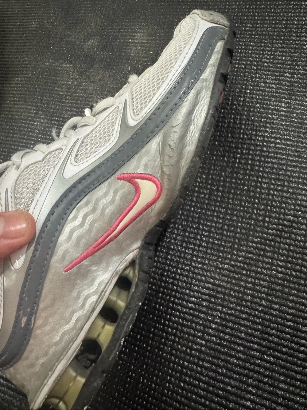 Nike Kids White Sneakers with Pink Accents
